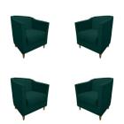 Kit 4 Poltronas Atila Decorativa Sala Suede Verde Militar - Maitê Moda Casa