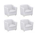 Kit 4 Poltronas Decorativa Bia Matérial Sintético Branco - TWdecora