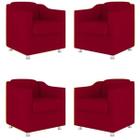 Kit 4 Poltronas Decorativa Bia Suede Vermelho - TWdecora