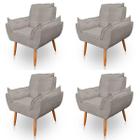 Kit 4 Poltronas Decorativa Opala Sala de Estar Tecido Suede Cinza Claro Kimi Decor - Kimi Design