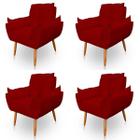 Kit 4 Poltronas Decorativa Opala Sala de Estar Tecido Suede Marsala Kimi Decor