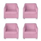 Kit 4 Poltronas Decorativa para Sala de Estar 68cm Tilla Suede Rosa Bebê - Mafer - Móveis Mafer