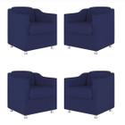 Kit 4 Poltronas Decorativa Tilla Suede Azul Marinho - TWdecora