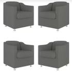 Kit 4 Poltronas Decorativa Tilla Suede Cinza - TWdecora