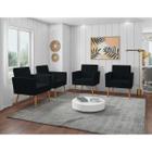 Kit 4 Poltronas Decorativas Larah Suede Preto - Mega Shop Decor