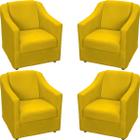 Kit 4 Poltronas Decorativas para Sala, Recepção e Manicure Suede Cores Pé Cromado