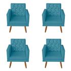 Kit 4 Poltronas Decorativas Thais Capitonê Strass Com Rodapé Suede Azul Turquesa - Móveis Mafer