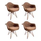 Kit 4 Poltronas Jantar Eames Eiffel Estofadas Caramelo Base Cobre - CASA PRIME