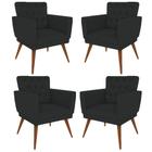 Kit 4 Poltronas Nina com Capitone - Preto - Ecotec Decor