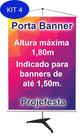 Kit 4 Porta Banner 1,80M Pedestal Suporte Alumino Base