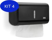 Kit 4 Porta Papel Toalha Interfolha Dispenser Compacto Preto