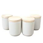 kit 4 Porta Treco / Condimentos / Mantimentos 150ml - Potes Porcelana Tampa pinus - Antilope Decor Porcelanas