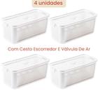 Kit 4 Pote Hermético Slim 4.225ml Branco 34,5x31,5x13cm 1787 Paramount