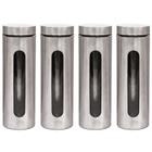 Kit 4 Pote Inox Visor Vítreo Fechamento Hermético 1,8 Litros - Mimo Style