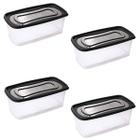 Kit 4 Pote Retangular Para Alimentos Com Tampa 3 Litros
