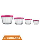 KIt 4 Potes Americano Tampa Cores 150ml 350ml 600ml 1L Nadir