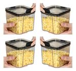 kit 4 Potes Hermetico Organizador Alimentos Empilhavel 500ml
