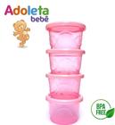 kit 4 potes infantis porta papinha 125ml rosa adoleta bebê