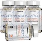 Kit 4 Potes Magnésio Quelato + Inositol Suplemento Natural 240 Cápsulas Concentrado Vitamina Mineral 100% Puro Encapsulados Premium