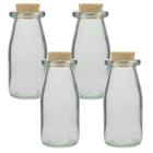 Kit 4 Potes Porta Mantimento De Vidro Com Rolha 200Ml