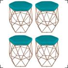 Kit 4 Puff Decorativo Hexagonal Aramado Para Sala Quarto - Clique E Decore