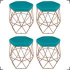 Kit 4 Puff Decorativo Hexagonal Aramado Para Sala Quarto - Clique E Decore - Clique & Decore