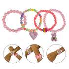 Kit 4 Pulseiras Infantil Pingente Miçanga Colorida Menina