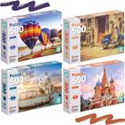 Kit 4 Puzzle Infantil 2000 Peças Balão Scooter Veneza Moscou