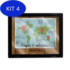 Kit 4 Quadro Cofre - Mapa Mundi