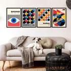 Kit 4 Quadros Abstratos Posters Bauhaus 24X18Cm