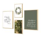 Kit 4 Quadros Decorativos Frase Guirlanda Natureza para Sala