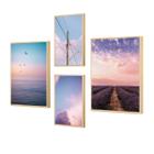 Kit 4 Quadros Decorativos Paisagem Natureza Céu Azul Rosa