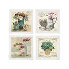 Kit 4 Quadros Decorativos para Banheiro e Lavabo com Imagem e Vidro - 23x23cm