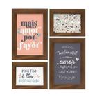 Kit 4 Quadros Decorativos para Quarto Casal Sala Frases Amor Decoração Parede com Moldura Mdf 26x28cm Hugart