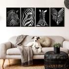 Kit 4 Quadros Decorativos Zebras 24x18cm - com vidro