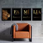 Kit 4 Quadros Família - Leão Dourado 33x24cm - com vidro