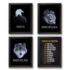 Kit 4 Quadros Motivacionais 45x34cm - Moldura Preta