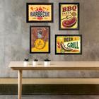 Kit 4 Quadros Placas Vintage Churrasco 33x24cm