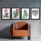 Kit 4 Quadros São Jorge Com Oração 45x34cm - com vidro