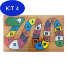 Kit 4 Quebra-Cabeça Abecedário Brinquedo Pedagógico Em Mdf