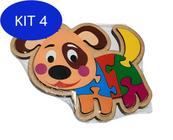 Kit 4 Quebra-Cabeça Infantil Cachorro