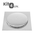 Kit 4 Ralo Bestfer Click Inteligente 15x15 Cm Aço Inox Antiferrugem Quadrada Para Banheiro BFH2308