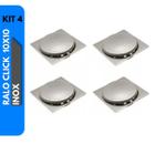 Kit 4 Ralo Click Inteligente Banheiro Quadrado Inox 10x10cm - Mirac