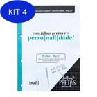 Kit 4 Refil Fichário A4 Nalí 80G Preta 30Fls Quadriculado