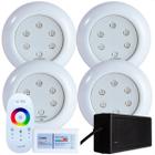 Kit 4 Refletores Led 9w RGB ABS e Comando para Iluminação Piscina - Hidramax