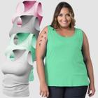 Kit 4 Regata Plus Size Feminina Academia Basica Lisa - Fafenix