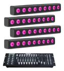 Kit 4 Ribaltas Pixel 9 Leds Rgbw 4in1 Mesa Dmx