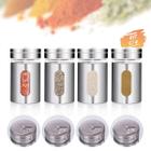 Kit 4 Saleiros Pimenteiro Paliteiro Porta Sal Pimenta Reino Temperos Condimentos Gourmet Vidro Inox Tampa Inteligente