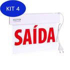 Kit 4 Sinalização Placa Saída Emergência Led Face Única