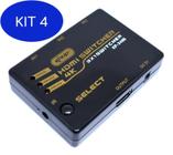 Kit 4 Splitter Hdmi Switch 3X1 Hub 4K Full Hd 3D Com